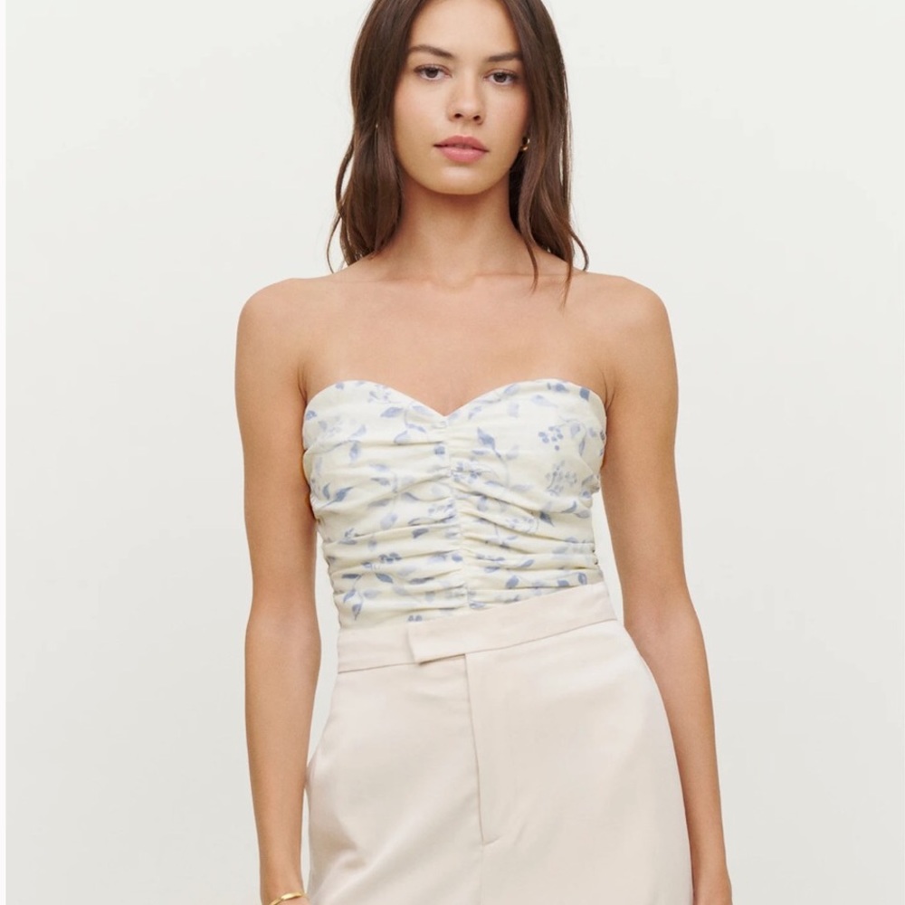 🌻Reformation Fennel Linen Top-Purple/White-2🌻